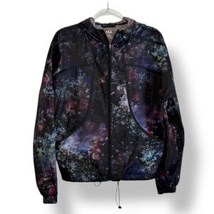 Fila Jacket Womens Windbreaker Galaxy Space Stars Black Pink Size Small